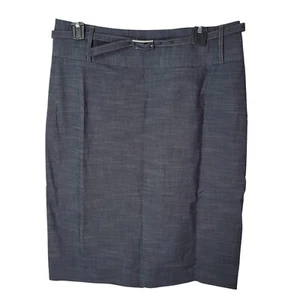 Rafaella Womens Size 10 Gray Solid Straight Belted Skirt - Picture 1 of 11