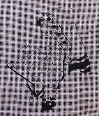 Arleen JUDAICA HandPainted Needlepoint Canvas JEWISH RABBI Black & White RARE! - Image 1 of 4