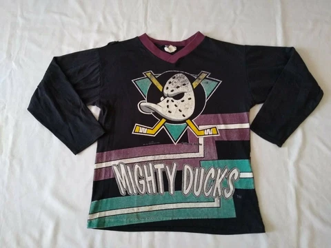 Vintage Mighty Ducks Sportonics Boys Size Medium 8-10 Shirt Jersey NHL Cover