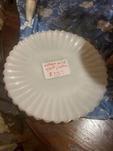 Anchor Hocking Milk Glass Platter With 22k Gold Trim 14inches Wide No Chips - Picture 1 of 5