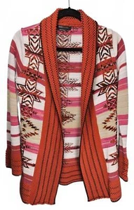 BCBG MAXAZRIA Southwestern-Inspired Cardigan in Red and Pink Size Medium - Picture 1 of 8