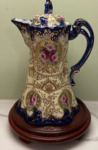 Antik handbemalt Nippon Schokoladentopf Kobaltblau - schön - Bild 1 von 11