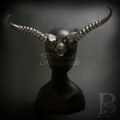 Horn Headband Halloween Masquerade Mask Silver M39558 - Image 1 of 4