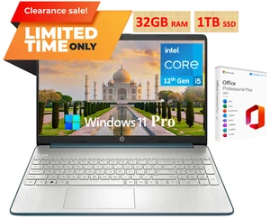 2024 HP Laptop Notebook 15 FHD 12th Gen Intel i5 32GB RAM 1TB SSD WinPro Office - Picture 1 of 13