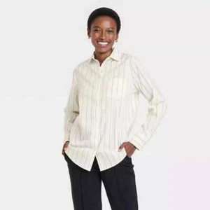 Camisa para mujer A New Day Boyfriend a medida manga larga abotonada blanca XS - Imagen 1 de 3