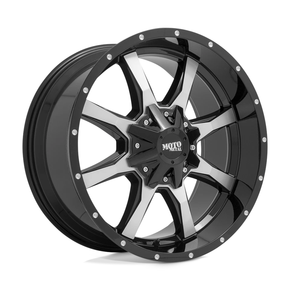 Moto Metal MO970 17x9 5x127/5x139.7 -12mm Gloss Black Machined Face Wheel - Image 1 of 2