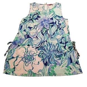 Lilly Pulitzer Donna Top Women's Large Multi Party Thyme Tunic Tie Side Zip Back - Picture 1 of 4