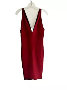Herve Leger abito donna senza maniche scollo a V mini body fascia rosso taglia S - Foto 1 di 7