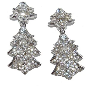 VINTAGE KENNETH JAY LANE CHRISTMAS TREE CHANDELIER CLIP ON EARRINGS - Picture 1 of 3
