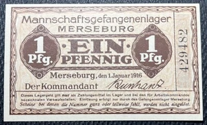 About Uncirculated 1916 Merseburg Germany POW Camp 1 Pfennig - Picture 1 of 2