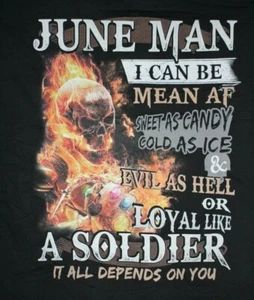 JUNE MAN I CAN BE....IT ALL DEPENDS ON YOU  Long Sleeve T-Shirt  2XL, Black - Picture 1 of 4
