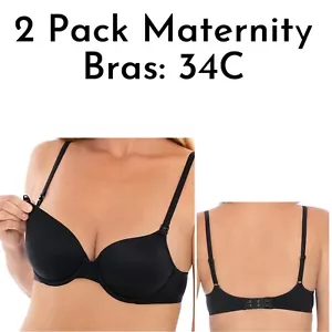 Secret Treasures Women's Black Adjustable Strap Maternity/ Nursing Bras Lot 2 - Picture 1 of 1