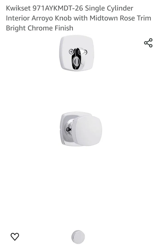 Perilla Arroyo interior monocilíndrica Kwikset 971AYKMDT-26  Foto 1 de 3