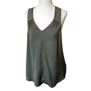 Rock & republic Racerback Tank Shirt Sleeveless Top Blouse Size M Studded Olive - Picture 1 of 17