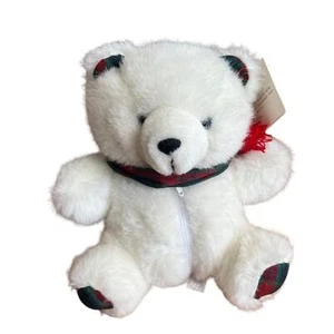 Carlyle & Co weiß Teddybär Weihnachten Schal kariert Reißverschluss Geschenk Tasche mit Etikett - Bild 1 von 7