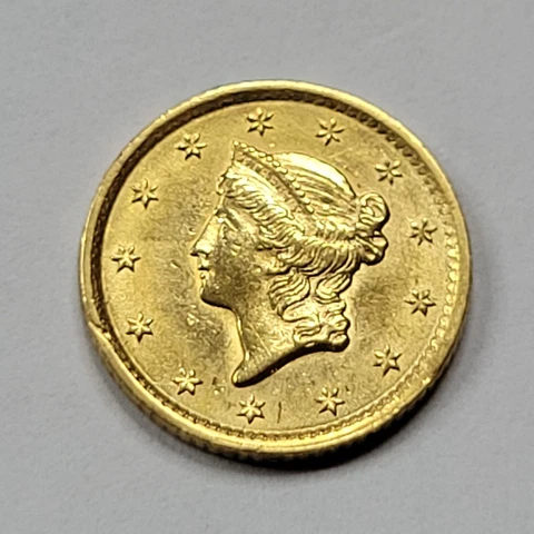 1852 $1 Liberty Head Gold Dollar Type 1 Strong Luster UNC Details Cleaned *C819 Cover