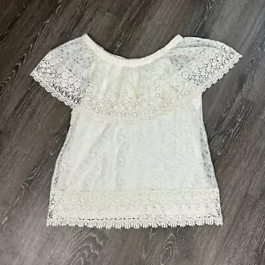 Blusa de verano de encaje blanco con alrededores suaves para mujer talla S - Imagen 1 de 5