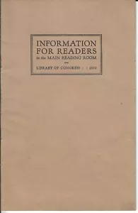 1932 INFORMAZIONI PER LETTORI Nella Sala di Lettura Principale, Biblioteca del Congresso - Foto 1 di 6