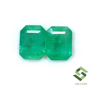 8x6 mm Natural Emerald Octagon Cut Pair 3.11 CTS Zambia Untreated Loose Gemstone - Picture 1 of 9