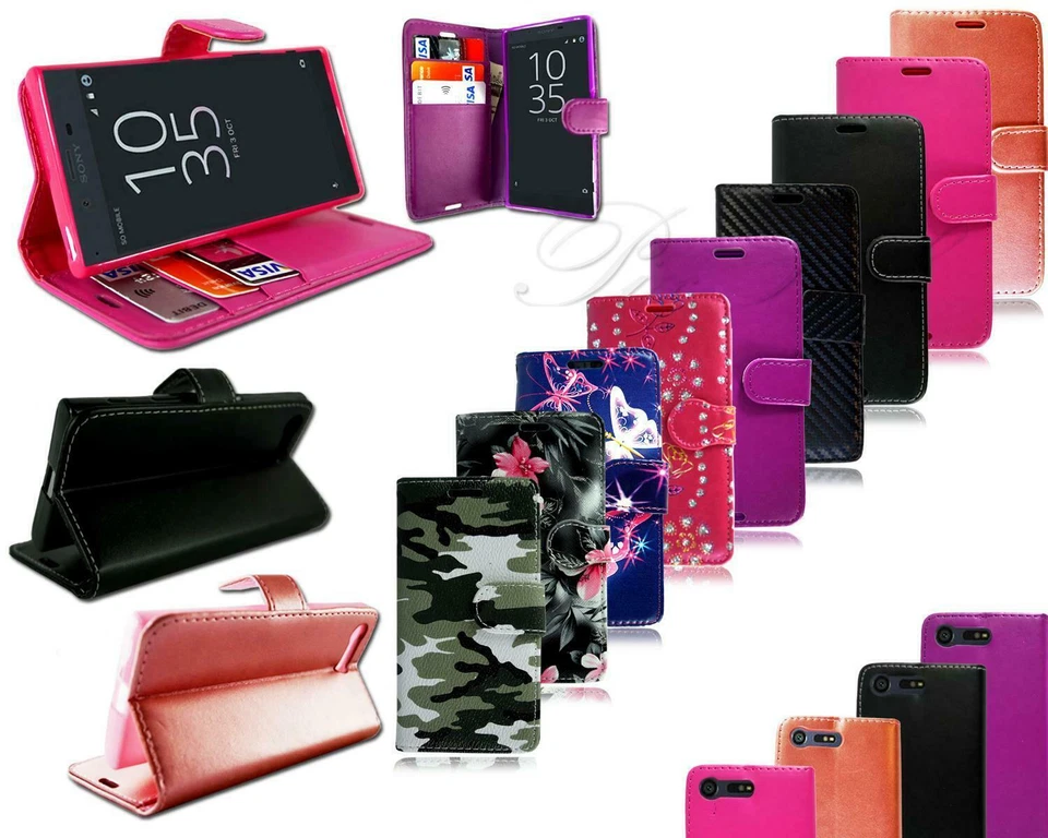 Para Sony Xperia X Compact F5321 Nuevo Cuero Abatible Billetera Teléfono Estuche + Protector de Pantalla Foto 1 de 1