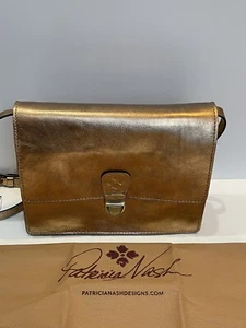 PATRICIA NASH LOCRI DISTRESSED METALLIC CROSSBODY PURSE ANTIQUE BRONZE Gold BAG - Picture 1 of 10
