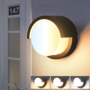 3CCT Outdoor Wall Lights,Round LED Morden Wall Sconce Light Dimming Black - Picture 1 of 7