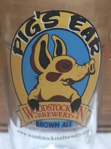 Pig's Ear Brown Ale Woodstock Inn Brewery NH Brewery Pint Beer Glasses Set Of 2 - Picture 1 of 7