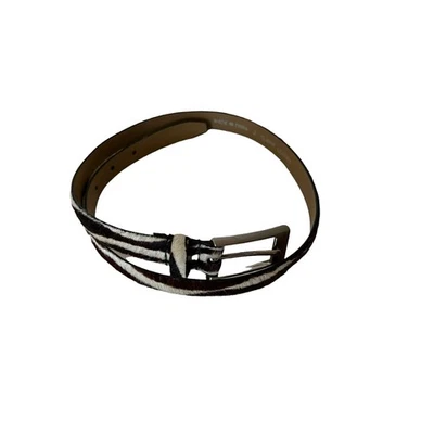 Cinturón cebra peluda marfil marrón cuero genuino talla s Foto 1 de 4