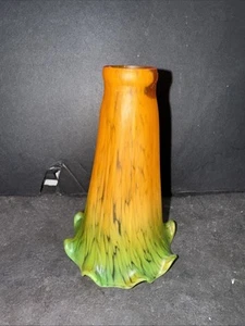 Vintage Glass Amber Lily Tulip Mini Lamp Shade Amber Tiger Lilly Replacement - Picture 1 of 18