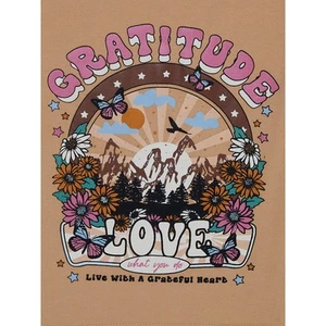 NEW Pink Velvet Girls Gratitude & Love Tee Size 4 Hazelnut Nature Graphic Shirt - Picture 1 of 3
