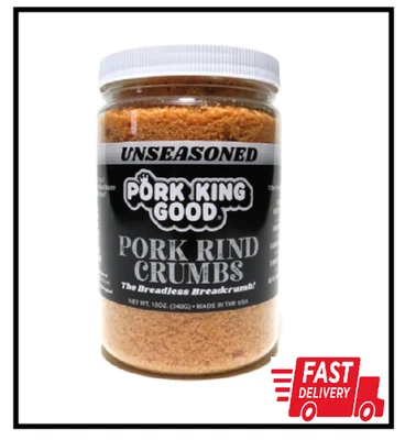 Migas de pan de corteza de cerdo sin sazonar Pork King buenas bajas en carbohidratos ceto paleo, sin gluten Foto 1 de 2