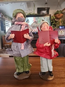 DE COLECCIÓN DAVAR PAPEL MACHÉ VILLANCICOS EN BASE - TAIWÁN, JUEGO DE 2 - Imagen 1 de 10