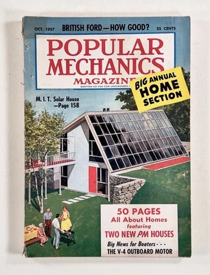 1957 Oct POPULAR MECHANICS hobby boating ANTARCTICA BASE Moderne home plans &c - Image 1 of 4