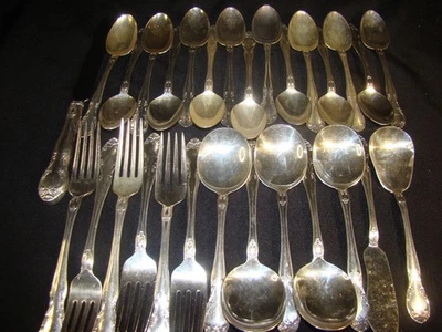 29 Piezas Gorham Nueva Elegancia Plateado Cubiertos Buen Estado Usado Foto 1 de 4