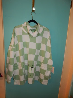 Новый с Ярлыками Lularoe Teresa 2XL зеленый и белый клетчатый защемленный капот шеи пуловер  - Изображение 1 из 3