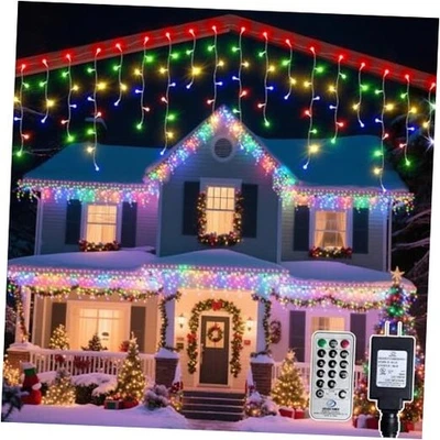 32FT Icicle Lights Outdoor, 396 LED Bright Christmas Lights with 8 Multicolor - Image 1 of 4