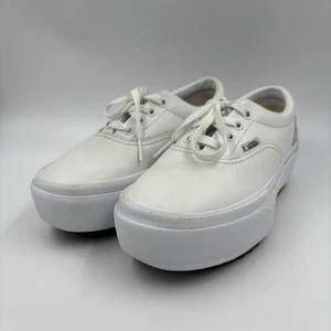 Sneakers Vans epoca impilate in vera pelle bianca con plateau - Foto 1 di 11