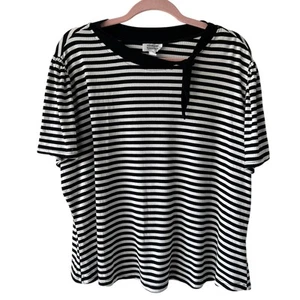 UNIQUE VINTAGE Black White Breton Style Striped Shirt Womens 4X French - Imagen 1 de 7