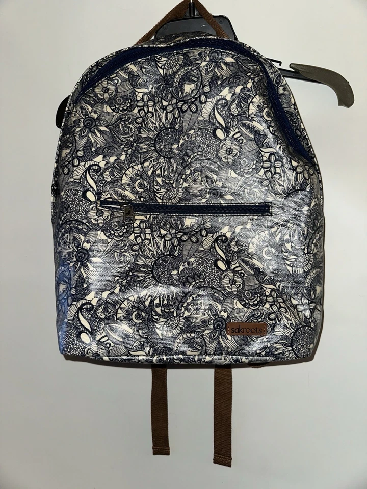 Sakroots Mochila Bolso Escuela Viaje Laptop Bolsillo Vinilo Azul Floral Foto 1 de 4