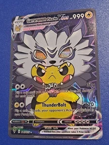 Pikachu Cosplay Digimon Gururumon Holo Full Art Custom Card Fan Art Display Only - Picture 1 of 2