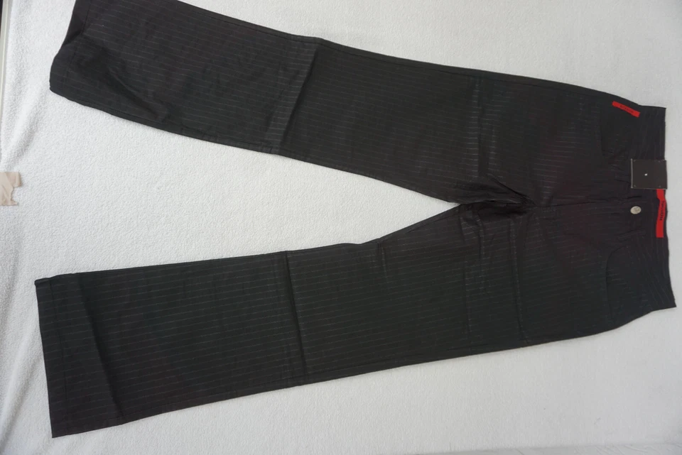 Signum Denver Hombre Confort Fit Pantalón Rayas 32/32 W32 L32 Fino Negro Nuevo - Imagen 1 de 4