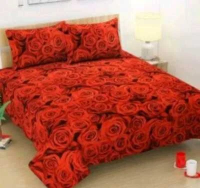 Uniq Choice cotton Red Rose Bed Sheet Multicolour 95 inchX110+ Two pillow pack-1 - Image 1 of 3
