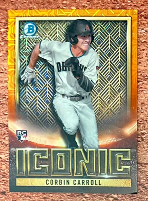 2023 Bowman Chrome Mega Box Corbin Carroll RC #15/25 Iconic Orange Refractor SSP - Image 1 of 2