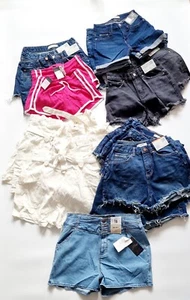 JOB LOT Womens Summer Denim/Linen Shorts 34 PCS BNWT Boyfriend Paper Bag - Picture 1 of 24