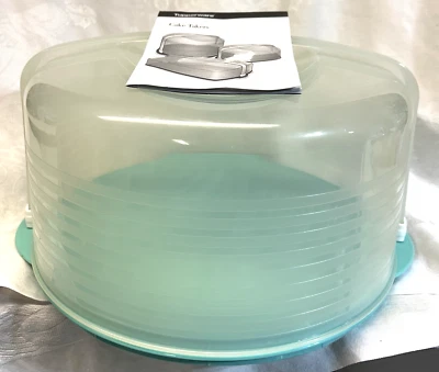 TUPPERWARE Mint Green Triple Layer CAKE TAKER, Cake Carrier  w Inverted Tray  VG - Photo 1/2