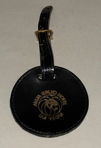 MGM Grand Hotel Las Vegas Leather Luggage Tag Vintage Casino Memorabilia - Picture 1 of 3