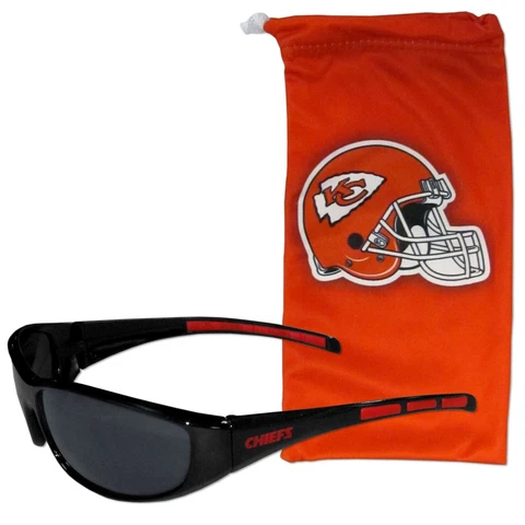 Kansas City Chiefs Wrap Sunglasses with Microfiber Bag (NFL Football) Cover
