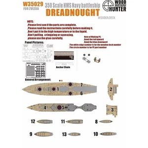 Cubierta de madera Hunter W35029 1/350 acorazado HMS DREADNOUGHT PARA ZVEZDA 9039 - Imagen 1 de 3