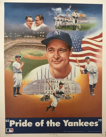 LOU GEHRIG  Print Poster 20 x 26 NEW - Vintage 1988 Collectibles Cover