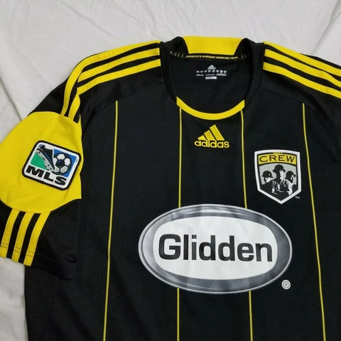 PLAYER ISSUE 2010 Adidas Columbus Crew Away Soccer Jersey Black Yellow Large Cover
